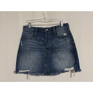 Madewell Denim Mini Skirt 30 Jean Blue Faded Distressed Aline Boho